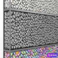 Gabion medium pebble 3D Model Vray