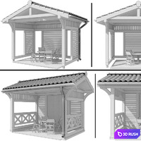 Arbor in a modern style (2 options) 3D Model Vray, Corona