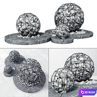 Street gabion sphere decor / Street decor with gabions 3D Model Vray