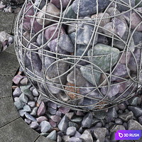 Street gabion sphere decor / Street decor with gabions 3D Model Vray
