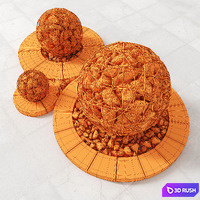 Street gabion sphere decor / Street decor with gabions 3D Model Vray