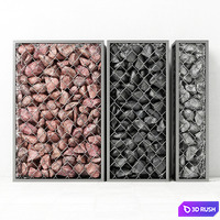 Gabion medium rock stone 3D Model Vray