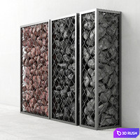 Gabion medium rock stone 3D Model Vray