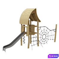 KOMPAN. “TOWER WITH SPIDER NET, SLIDE &amp; CURLY CLIMBER" 3D Model Vray, Corona