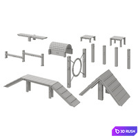 EQUIPMENT FOR THE DOG PARK 3D Model Vray, Corona