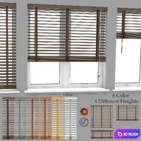 Wood Blinds Venetian 2 (120cm) 3D Model Vray, Corona