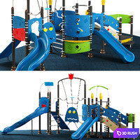 Kids playground equipment with slide climbing 09 3D Model Vray