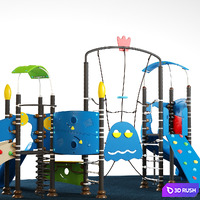 Kids playground equipment with slide climbing 09 3D Model Vray