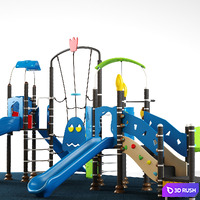 Kids playground equipment with slide climbing 09 3D Model Vray