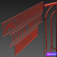 Fence set 03 3D Model Vray, Corona