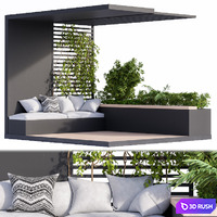 Roof Garden and Balcony Furniture Black Set 3D Model Vray, Corona