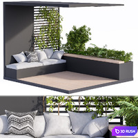 Roof Garden and Balcony Furniture Black Set 3D Model Vray, Corona