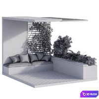 Roof Garden and Balcony Furniture Black Set 3D Model Vray, Corona