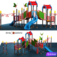 Kids playground equipment with slide climbing 08 3D Model Vray