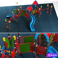 Kids playground equipment with slide climbing 08 3D Model Vray