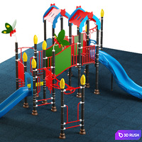 Kids playground equipment with slide climbing 08 3D Model Vray