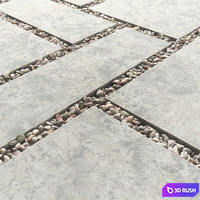 Tile square pebble low 2 n1 / Pebble slabs 3D Model Vray, Corona