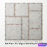Tile square pebble low 2 n1 / Pebble slabs 3D Model Vray, Corona