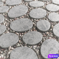 Tile square oval pebble n1 / Square oval slabs with pebbles 3D Model Vray, Corona