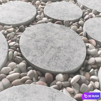 Tile square oval pebble n1 / Square oval slabs with pebbles 3D Model Vray, Corona