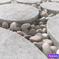 Tile square oval pebble n1 / Square oval slabs with pebbles 3D Model Vray, Corona