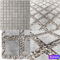Tile square pebble low 2 n3 3D Model Vray, Corona