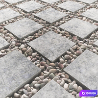 Tile square pebble low 2 n3 3D Model Vray, Corona