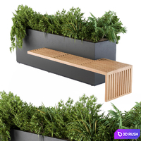 Urban Furniture / Architecture Bench with Plants Box03 3D Model Vray, Corona