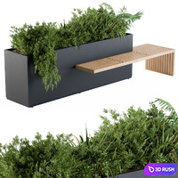 Urban Furniture / Architecture Bench with Plants Box03 3D Model Vray, Corona