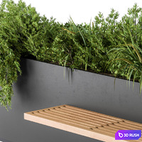 Urban Furniture / Architecture Bench with Plants Box03 3D Model Vray, Corona