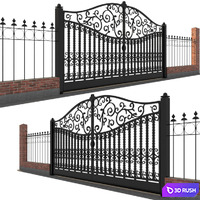 Classic gate and fence 3D Model Corona