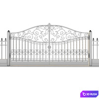 Classic gate and fence 3D Model Corona