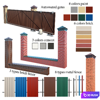Fence set 3D Model Vray