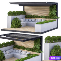 Roof Garden and Landscape Furniture with Pergola 02 3D Model Vray, Corona