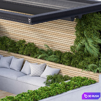 Roof Garden and Landscape Furniture with Pergola 02 3D Model Vray, Corona