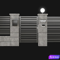 Fence with gate and intercom 3D Model Corona