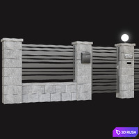 Fence with gate and intercom 3D Model Corona