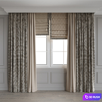 Modern style curtains 11 3D Model Vray, Corona