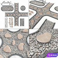 Stone plate pabble road n1 / The road from stone slabs with pebbles