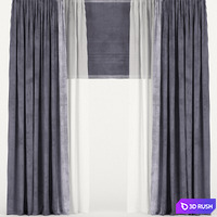 Velvet curtains with tulle and roman blinds.