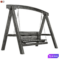 Garden swing made of wood 3D Model Vray, Corona