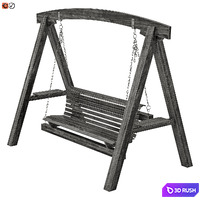 Garden swing made of wood 3D Model Vray, Corona