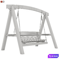 Garden swing made of wood 3D Model Vray, Corona