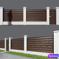 Fence made of corrugated board 5 options 3D Model Corona