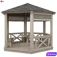 Garden Gazebo made of wood 03 3D Model Vray, Corona