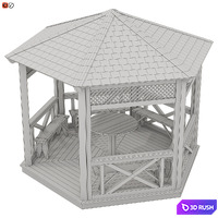 Garden Gazebo made of wood 03 3D Model Vray, Corona