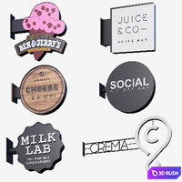 Set of console signs for cafes and shops 3D Model