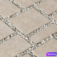 Paving tile square pebble n2 / Paving tile square of pebble slabs 3D Model Vray