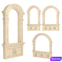 Classic arched window frames, 4 sizes 3D Model Vray