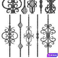 Wrought iron fence No.01 3D Model Vray, Corona
